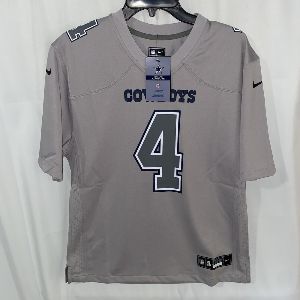 NWT Nike Dak Prescott‎ Dallas Cowboys  Atmosphere Game Jersey Gray Youth Large